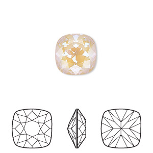 Embellishment, Crystal Passions&reg; rhinestone, ivory cream DeLite, 12mm faceted cushion fancy stone (4470). Sold individually.