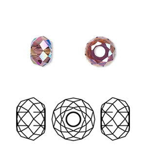 Bead, Crystal Passions&reg;, amethyst shimmer 2X, 8mm faceted briolette XL hole (5042). Sold per pkg of 4.