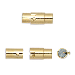 Clasp, magnetic, gold-finished stainless steel, 17.5x7mm locking round tube with glue-in ends. Sold individually.