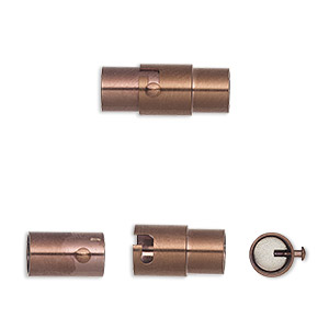 Clasp, magnetic, antique bronze-finished stainless steel, 17.5x7mm locking round tube with glue-in ends. Sold individually.
