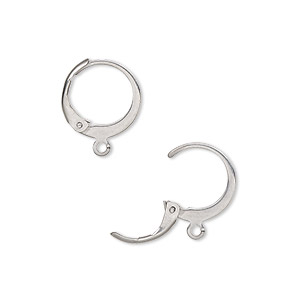 Ear wire, leverback, stainless steel, 14.5mm round with open loop. Sold per pkg of 10 pairs.