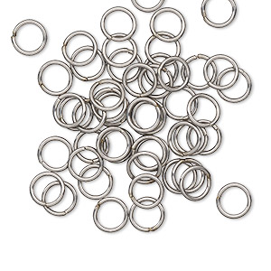 Jump ring, stainless steel, 6mm welded round, 4.4mm inside diameter, 20  gauge. Sold per pkg of 50. - Fire Mountain Gems and Beads