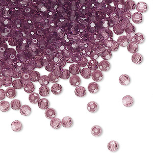 Bead, Preciosa Czech crystal, amethyst, 3mm faceted round. Sold per pkg of 24.