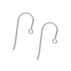 Ear wire, titanium, 24.5mm fishhook with open loop, 21 gauge. Sold per pkg  of 50 pairs. - Fire Mountain Gems and Beads