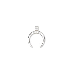 Charm, sterling silver and cubic zirconia, clear, 10mm single-sided naja, Sold Individually.