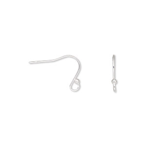 Ear wire, sterling silver, 9mm fishhook with open loop and 1.5mm ball, 22  gauge. Sold per pkg of 5 pairs. - Fire Mountain Gems and Beads