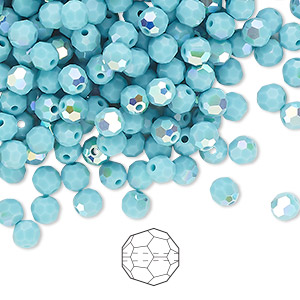 Aquamarine (Preciosa color), Czech Glass Beads, Machine Cut