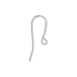 Ear wire, stainless steel, 17mm flat fishhook with open loop, 21 gauge ...