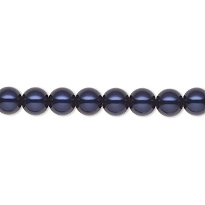 Pearl, Preciosa Czech crystal, dark blue, 6mm round. Sold per pkg of 25.