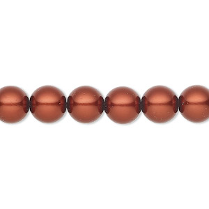 Pearl, Preciosa Czech crystal, dark copper, 8mm round. Sold per pkg of 25.