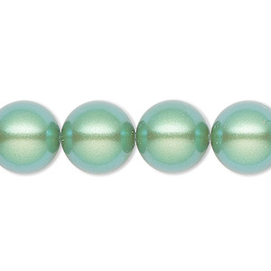 Pearl, Preciosa Czech crystal, pearlescent green, 12mm round. Sold per pkg of 30.