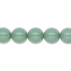 Pearl, Preciosa Czech crystal, sage green, 10mm round. Sold per pkg of 10.