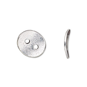 Button, antique silver-plated pewter (tin-based alloy), 15x13mm textured curved flat oval. Sold individually.