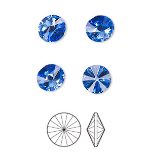 Sew-on component, Swarovski® crystals, Crystal Passions®, crystal blue  shade, foil back, 12x7mm faceted pear flat back with 2 holes. Sold per pkg  of 2.Clearance - Metal Designz