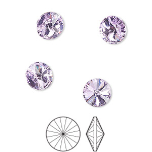 Chaton, Preciosa Czech crystal rhinestone, violet, foil back, 8.16-8.41mm faceted rivoli, SS39. Sold per pkg of 8.