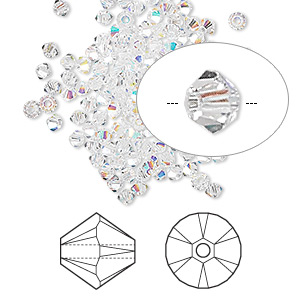 Bead, Crystal Passions&reg;, crystal AB, 2.5mm bicone (5328). Sold per pkg of 1,440 (10 gross).