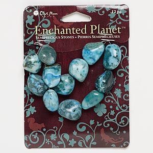 Bead, moss agate (dyed), turquoise blue, small nugget, Mohs hardness 6-1/2 to 7. Sold per pkg of 12.