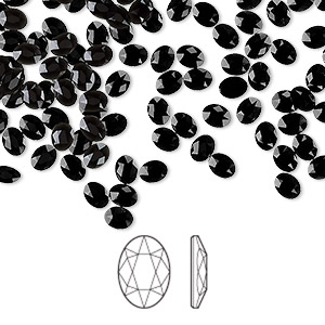 Flat back, Crystal Passions®, scarlet, foil back, 4x3mm faceted oval  (2603). Sold per pkg of 12. - Fire Mountain Gems and Beads