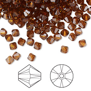Bead, Crystal Passions&reg;, light amber, 4mm bicone (5328). Sold per pkg of 144 (1 gross).