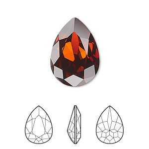 Embellishment, Crystal Passions&reg;, smoked amber, foil back, 18x13mm faceted pear fancy stone (4320). Sold individually.