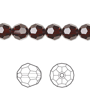 Bead, Crystal Passions&reg;, smoked amber, 8mm faceted round (5000). Sold per pkg of 12.
