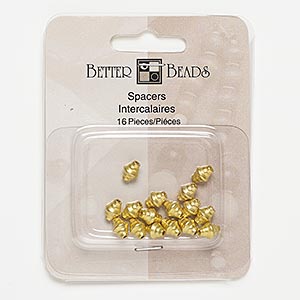 Bead, gold-finished &quot;pewter&quot; (zinc-based alloy), 8x6mm double cone. Sold per pkg of 16.