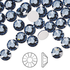 Flat back, Preciosa MAXIMA Czech crystal rhinestone, denim blue AB, foil  back, 6.3-6.5mm chaton rose round, SS30. Sold per pkg of 24. - Fire  Mountain Gems and Beads