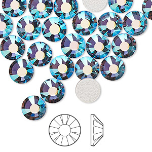 Flat back, Preciosa MAXIMA Czech crystal rhinestone, denim blue AB, foil  back, 6.3-6.5mm chaton rose round, SS30. Sold per pkg of 24. - Fire  Mountain Gems and Beads