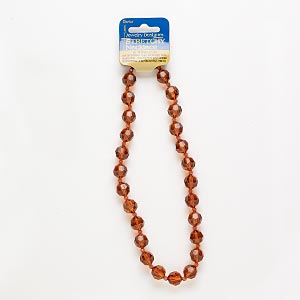 Necklace, stretch, acrylic, dark topaz brown, 4mm and 14mm faceted round, 18-inch continuous loop. Sold individually.
