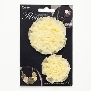 Sew-on component, organza, ivory, 2 to 2-3/4 inch and 2-3/4 to 3-inch rose. Sold per pkg of 2.