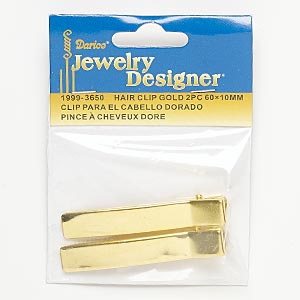 Hair clip, alligator, gold-finished steel, 60x10mm. Sold per pkg of 2.
