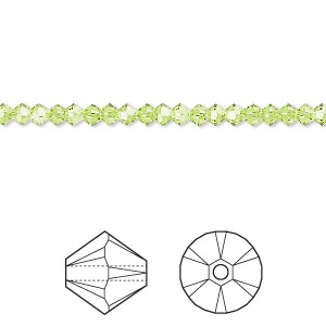 Bead, Crystal Passions&reg;, citrus green, 3mm faceted bicone (5328). Sold per pkg of 48.