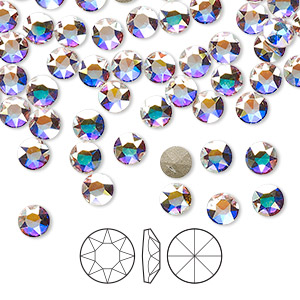 Flat back, Crystal Passions® rhinestone, crystal AB, foil back, 4.6-4.8mm  light round stone (1098), SS20. Sold per pkg of 48. - Fire Mountain Gems  and Beads