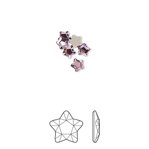 Flat back, Crystal Passions&reg; rhinestone, iris, 4mm faceted star flower (2754). Sold per pkg of 6.