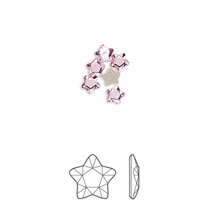 Flat back, Crystal Passions&reg; rhinestone, rose, 4mm faceted star flower (2754). Sold per pkg of 6.