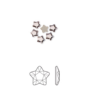 Flat back, Crystal Passions&reg; rhinestone, light rose, 4mm faceted star flower (2754). Sold per pkg of 6.