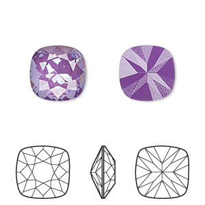 Embellishment, Crystal Passions&reg; rhinestone, purple ignite, 12mm faceted cushion fancy stone (4470). Sold individually.