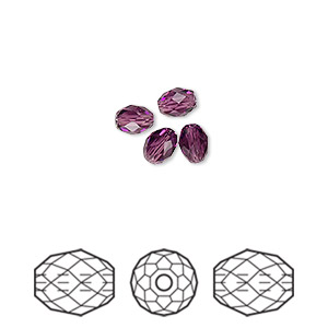 Bead, Crystal Passions&reg;, amethyst, 5x4mm faceted olive briolette (5044). Sold per pkg of 4.
