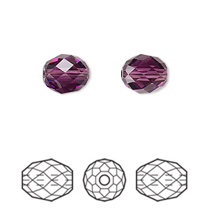 Bead, Crystal Passions&reg;, amethyst, 9.5x8mm faceted olive briolette (5044). Sold per pkg of 2.