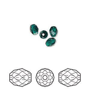 Bead, Crystal Passions&reg;, emerald, 5x4mm faceted olive briolette (5044). Sold per pkg of 4.