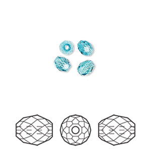 Bead, Crystal Passions&reg;, light turquoise, 5x4mm faceted olive briolette (5044). Sold per pkg of 4.
