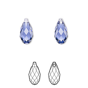 Drop, Crystal Passions&reg;, tanzanite, 13x6.5mm faceted briolette (6010). Sold per pkg of 2.
