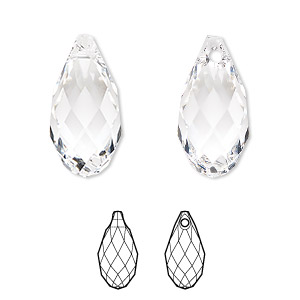 Drop, Crystal Passions&reg;, crystal clear, 21x10.5 faceted briolette (6010). Sold individually.