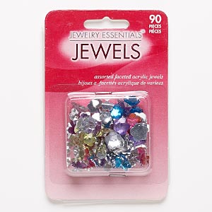 Flat back mix, acrylic, mixed colors, 6x6mm-12x12mm faceted flower. Sold per pkg of 90.