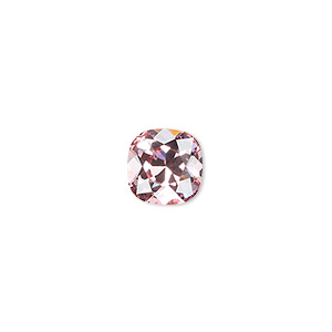 Embellishment, Preciosa MAXIMA Czech crystal, light rose, foil back, 10mm faceted cushion fancy stone. Sold per pkg of 2.