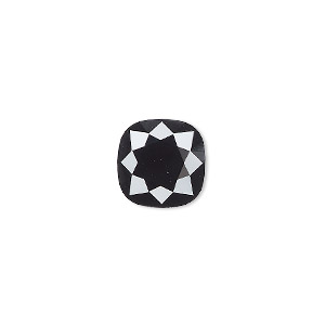 Embellishment, Preciosa MAXIMA Czech crystal, jet, foil back, 12mm faceted cushion fancy stone. Sold individually.