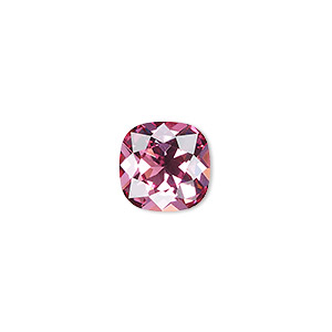 Embellishment, Preciosa MAXIMA Czech crystal, rose, foil back, 12mm faceted cushion fancy stone. Sold individually.