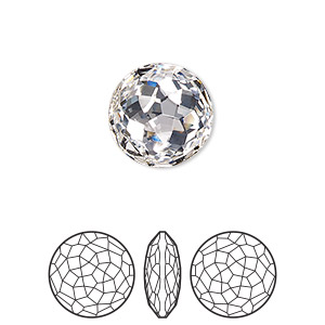 Embellishment, Crystal Passions&reg;, crystal clear, 14mm round fancy stone (1383). Sold individually.