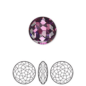 Embellishment, Crystal Passions&reg;, amethyst, 14mm round fancy stone (1383). Sold individually.