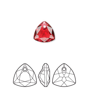 Drop, Crystal Passions&reg;, scarlet, 10.5mm trilliant cut pendant (6434). Sold individually.
